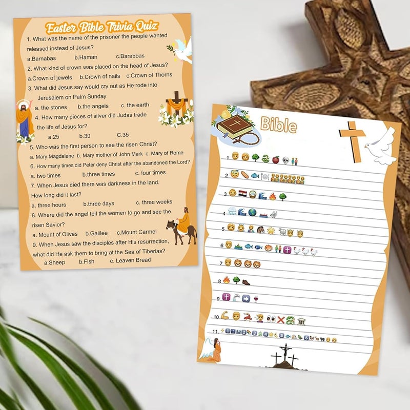 MLOLM 104 Pcs Bible Game Cards Christian Trivia Quiz Party Game Cards for Adults and Family Religious Activities Games for Vacation Bible School Sunday Church Easter Favors Supplies Jesus - Image 2